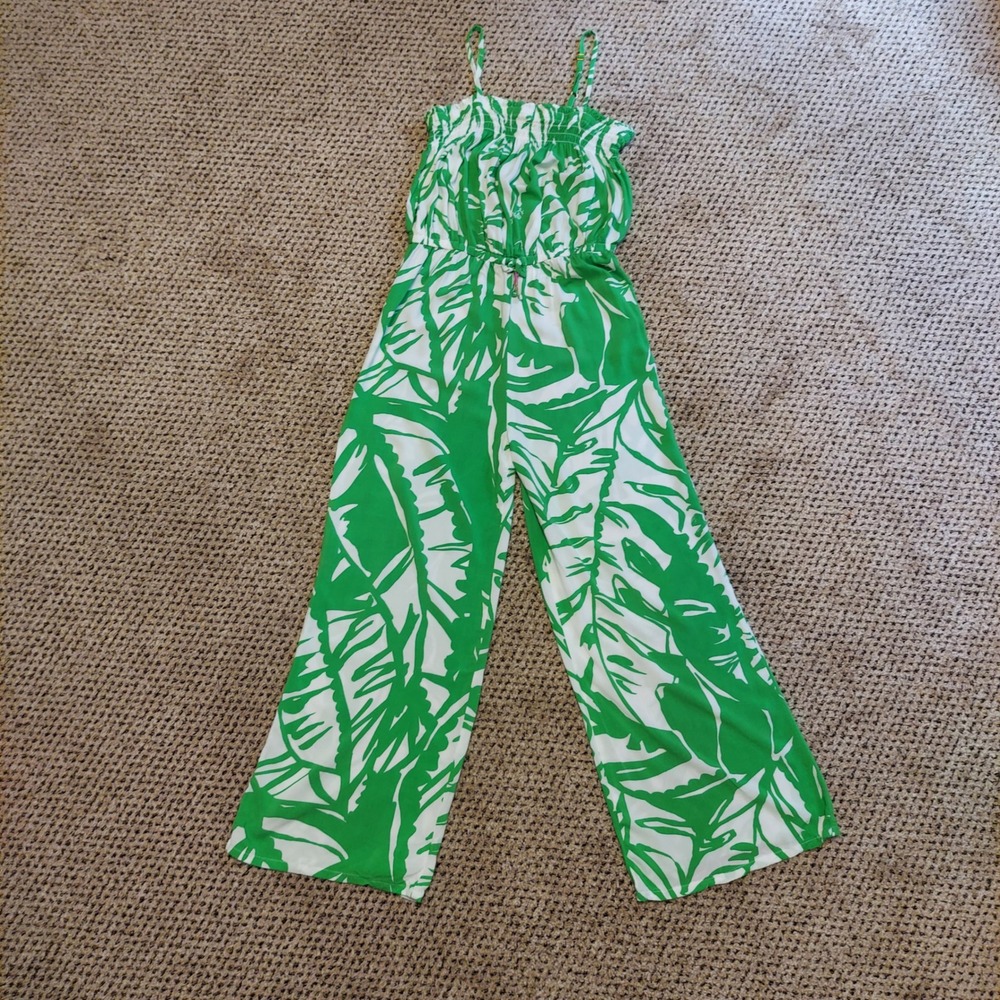 Lilly Pulitzer Target 20th Anniversary Green White‎ Palm Jumpsuit Kids XL